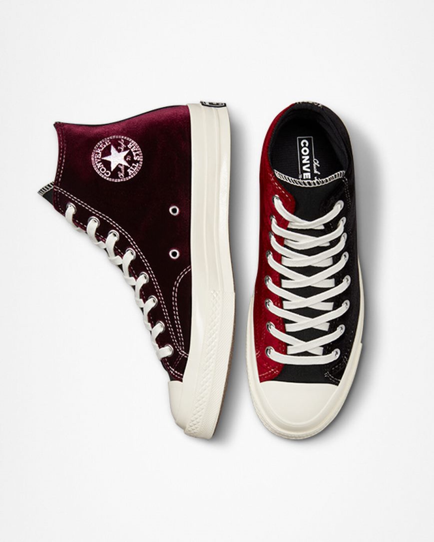 Tenisi Inalti Dama Converse Chuck 70 Beyond Retro Velvet Negrii Rosii | RO CQYNH094